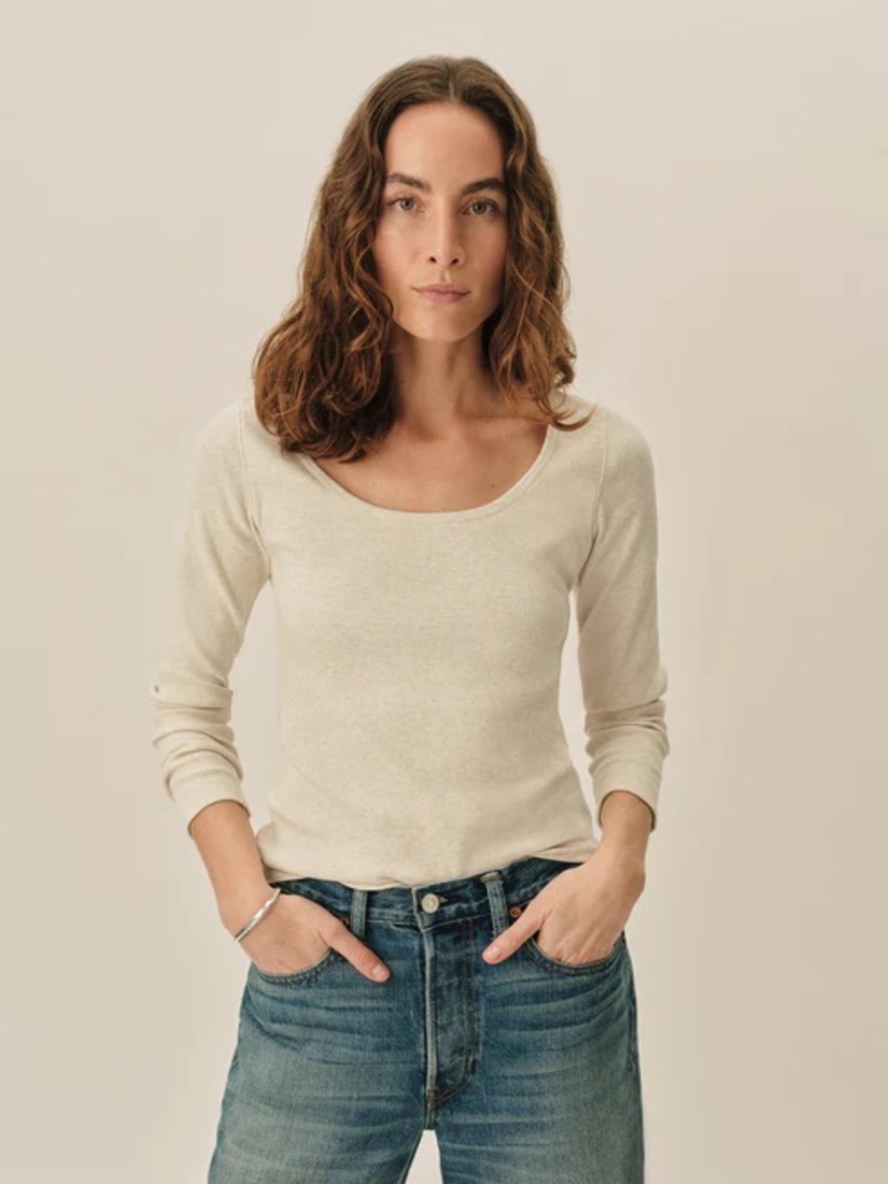 NWT NAADAM | Women’s Cream Ultra Fine Scoop Neck 100% Cashmere Relaxed Sweater S
